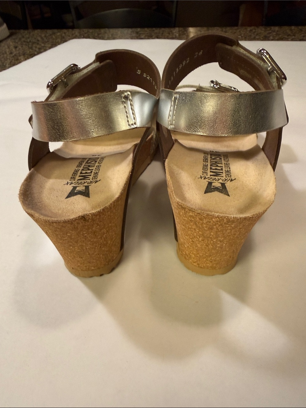 Mephisto Lissandra Platform Wedge Silver Metallic Buckle Sandal - Picture 4 of 5
